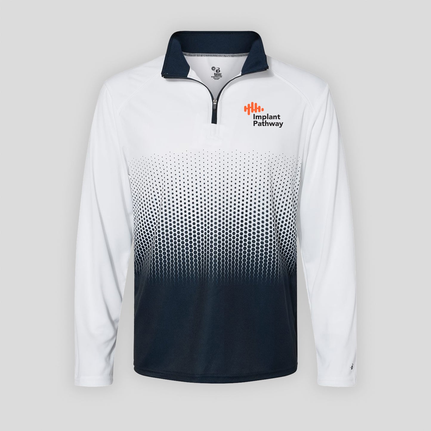 3 Qtr Zip Long Sleeve - Blue/White