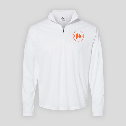 White 3 Qtr Zip Long Sleeve
